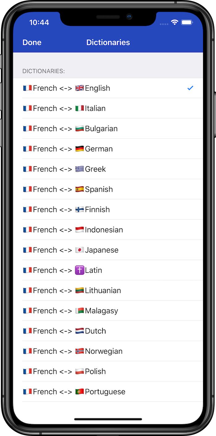 Free multilingual French dictionary