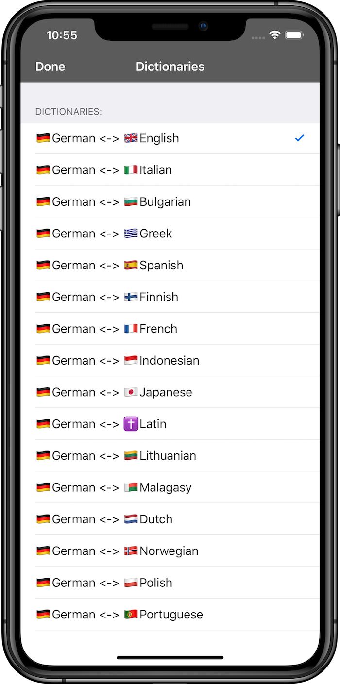 Free multilingual German dictionary