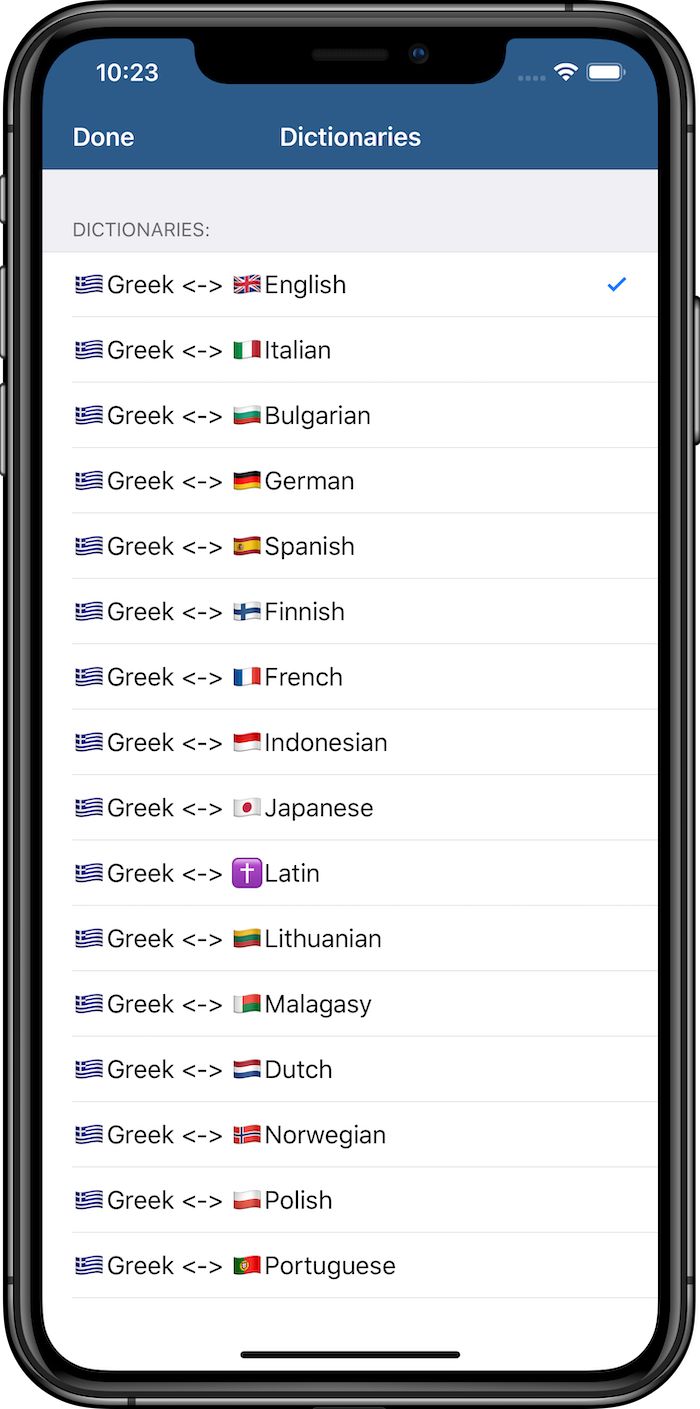 Free multilingual Greek dictionary