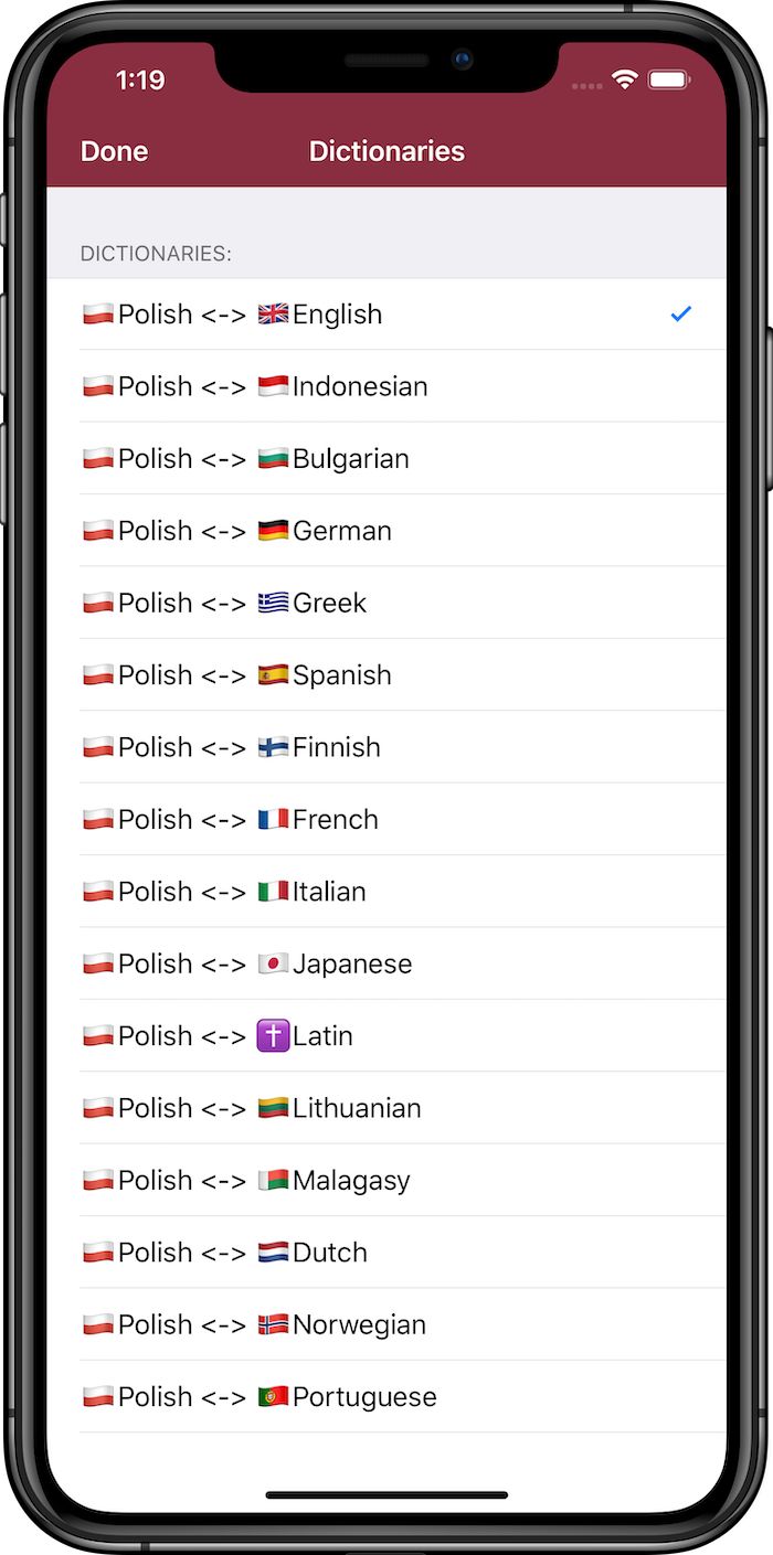 Free multilingual Polish dictionary